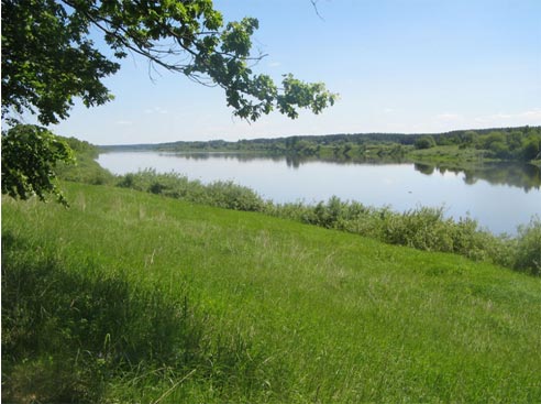 View of Dvina river near the former estate of the Kostsyushko-Valyuzhinichs, Novoye Selo